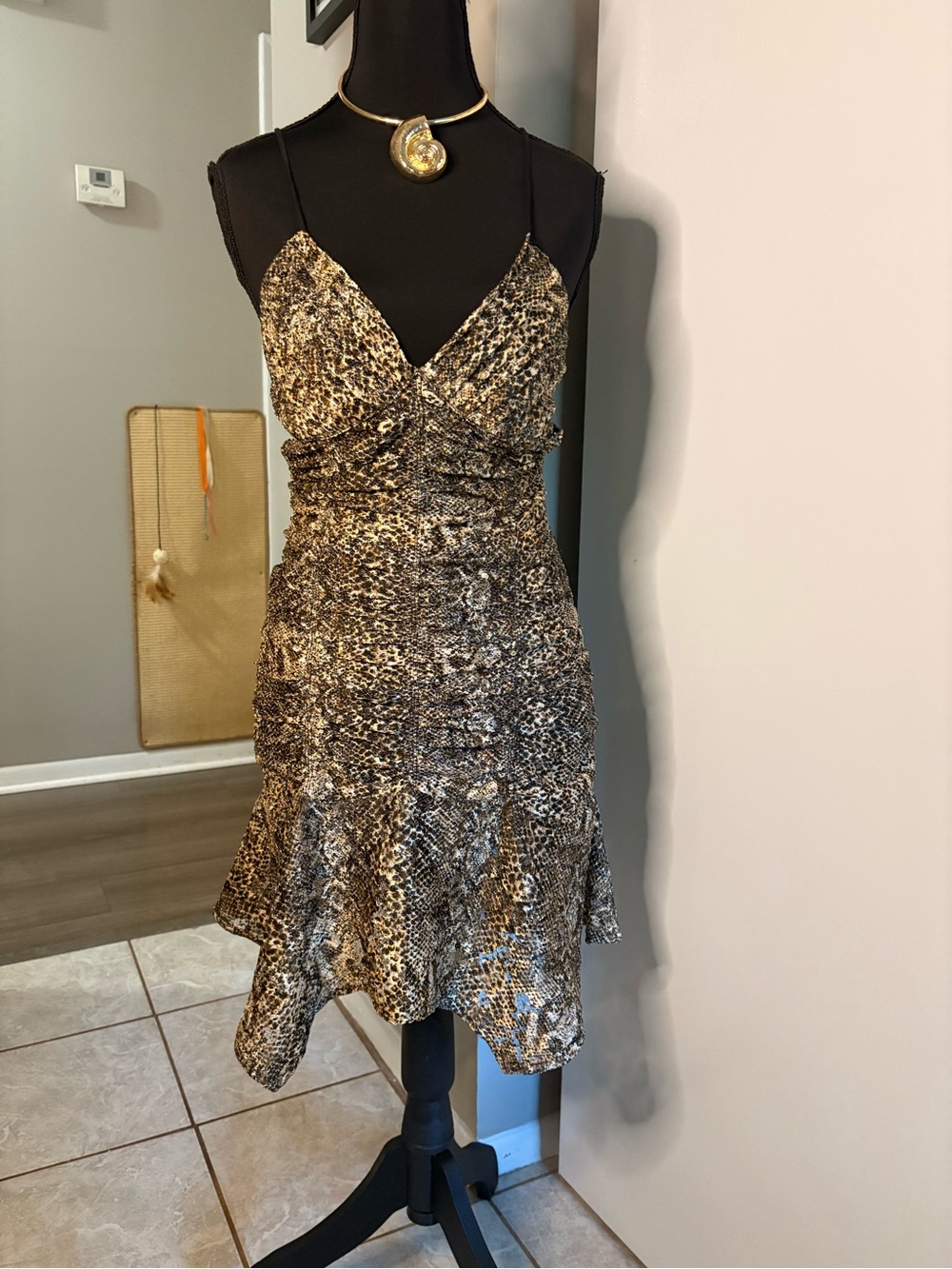 Free People Brown and Black Animal-Print Midi Dress
